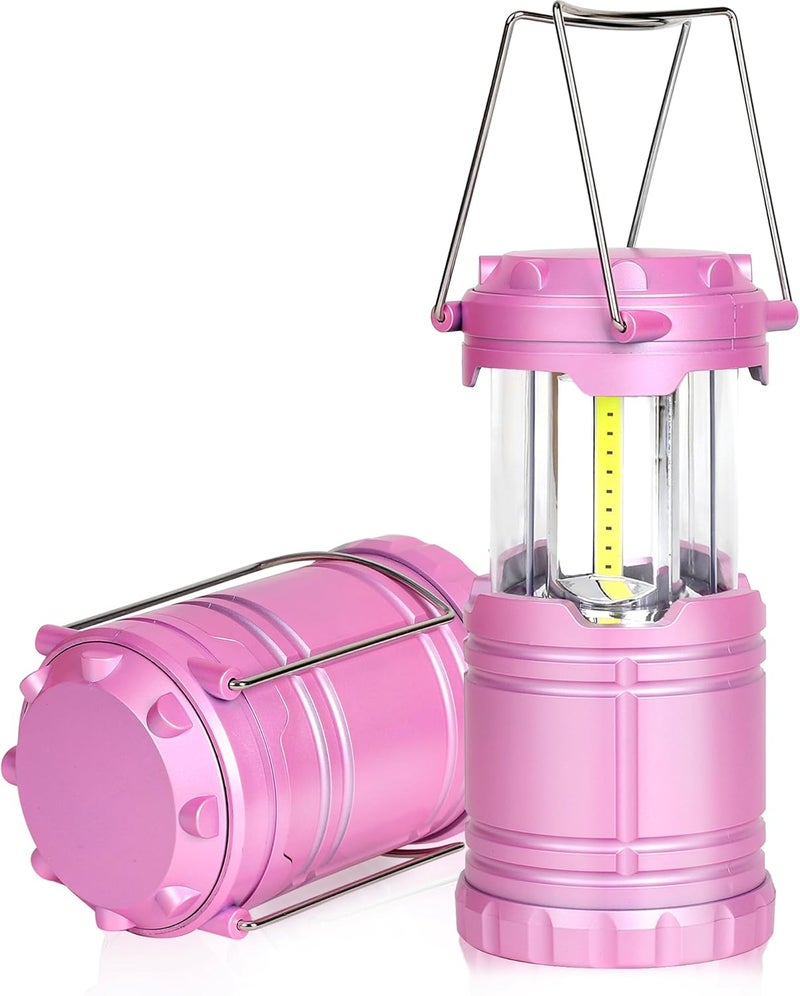 SEAMAGIC 2-Pack LED Pink Camping Lanterns, Portable Camping Lights, Outdoor Handled Lamps, Essential Emergency Lights for Power Outages, Hiking, Hurricane - Image 1